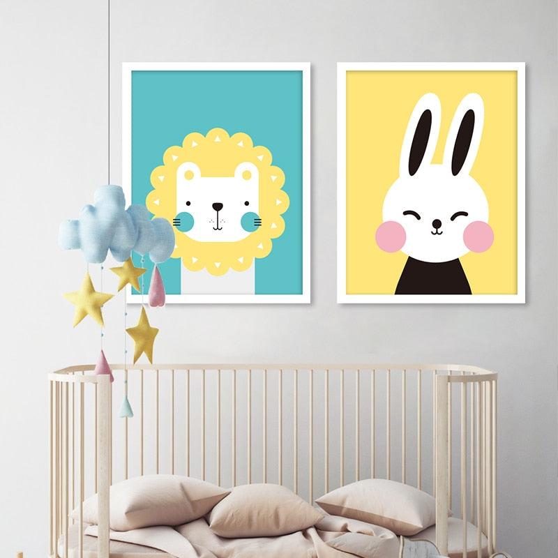 Modern Cartoon Animals Canvas Paintings - Canvas Wall Art Painting | Bowlift