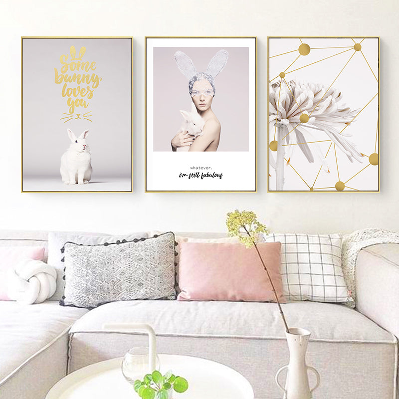 Sweet Bunny - Canvas Wall Art Painting | Bowlift