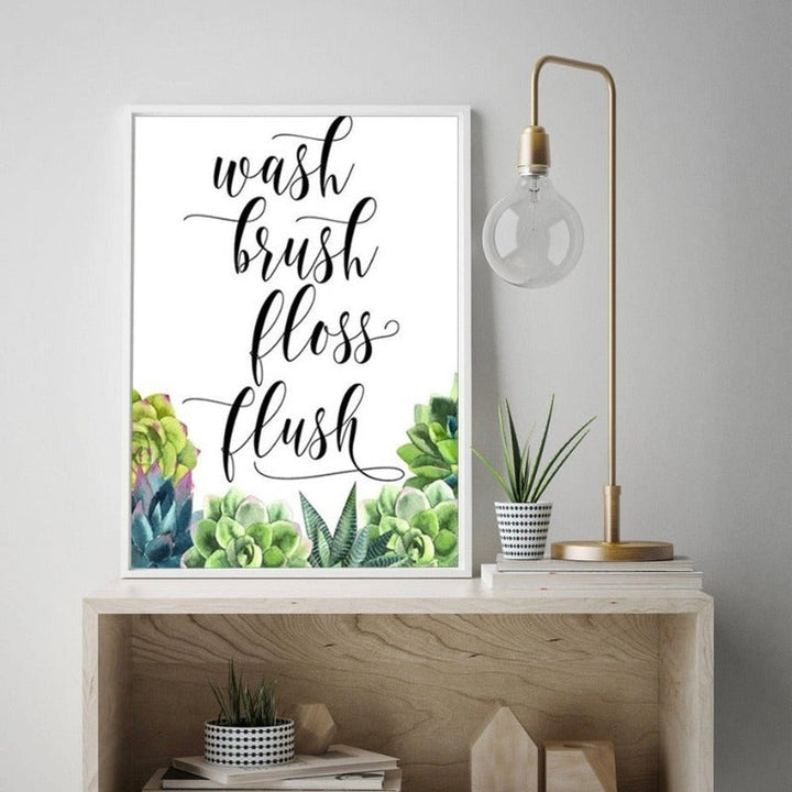 Modern Wash brush Floss Flush Cactus Print - Canvas Wall Art Painting | Bowlift