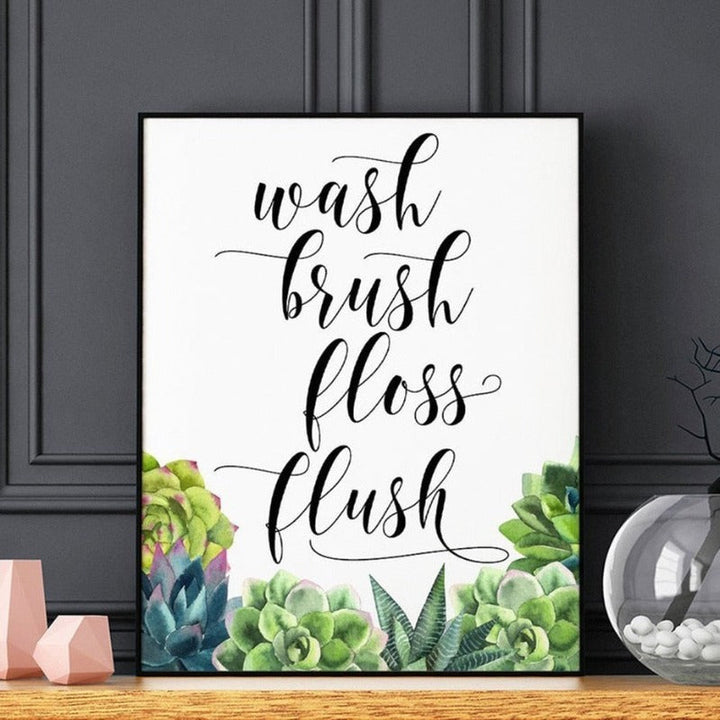 Modern Wash brush Floss Flush Cactus Print - Canvas Wall Art Painting | Bowlift