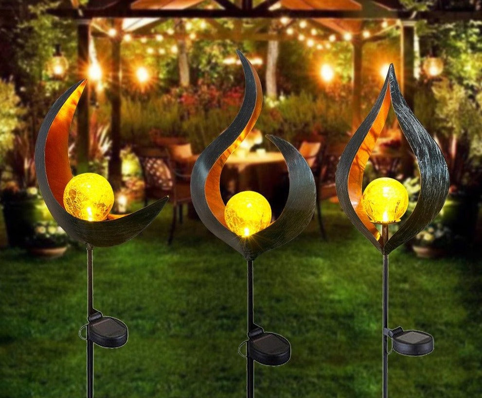 BowLift | IgnisLuxe LED Garden Light with Artificial Flame Look | Solar Powered | Atmospheric Outdoor Lighting | Decor for Garden & Terrace