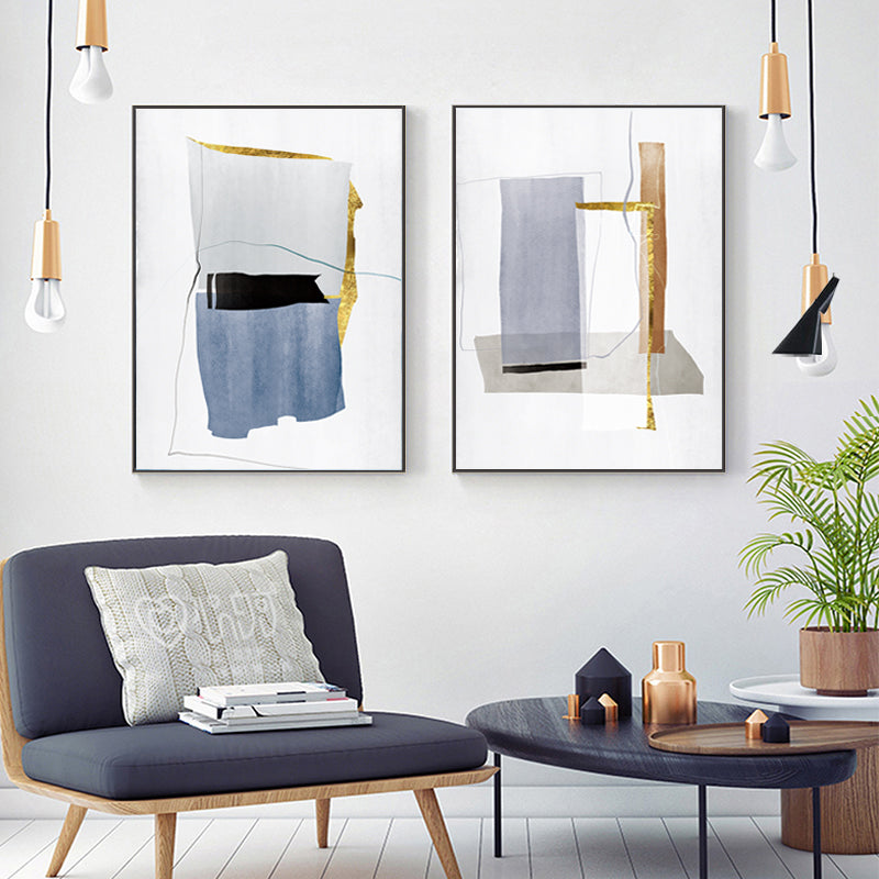 Blue Gold Marble - Canvas Wall Art Painting | Bowlift