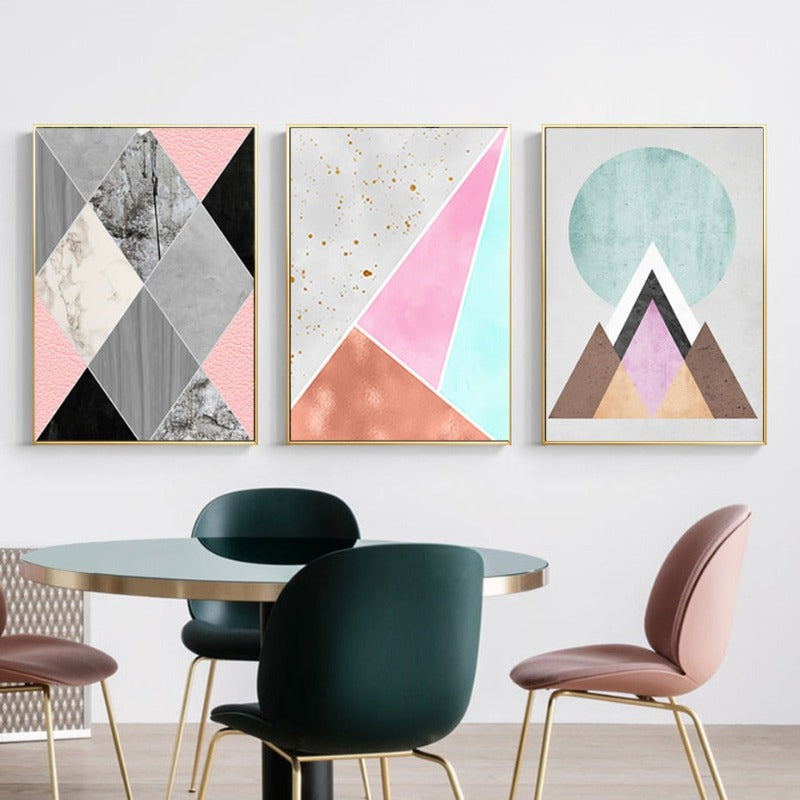 Abstract Geometric Wall Art Prints Vintage Poster - Canvas Wall Art Painting | Bowlift