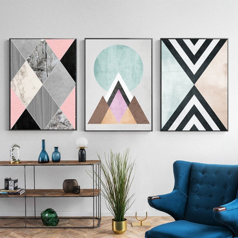 Abstract Geometric Wall Art Prints Vintage Poster - Canvas Wall Art Painting | Bowlift