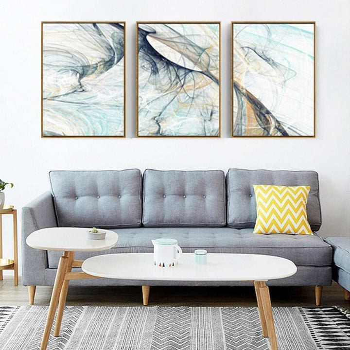 Modern Abstract Line Psychedelic-Canvas Wall Art Painting 3 Pieces | Bowlift