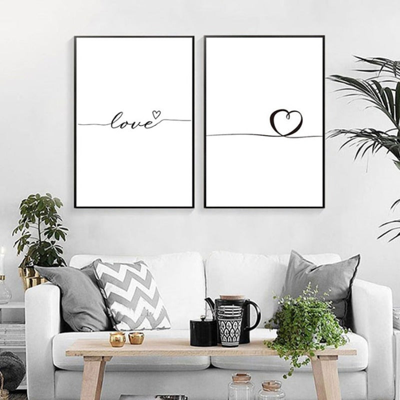 Modern Pink Peony Flower Minimalist Letter - Canvas Wall Art Painting | Bowlift