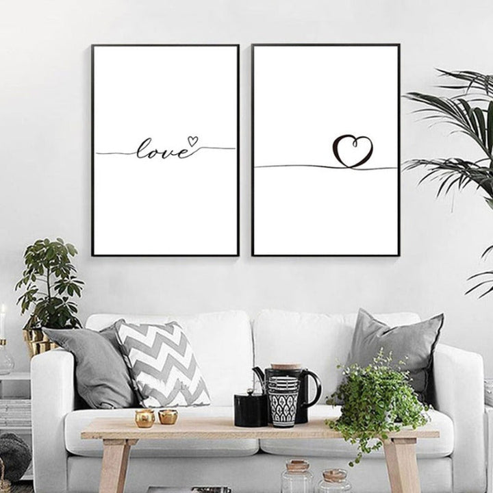 Modern Pink Peony Flower Minimalist Letter - Canvas Wall Art Painting | Bowlift