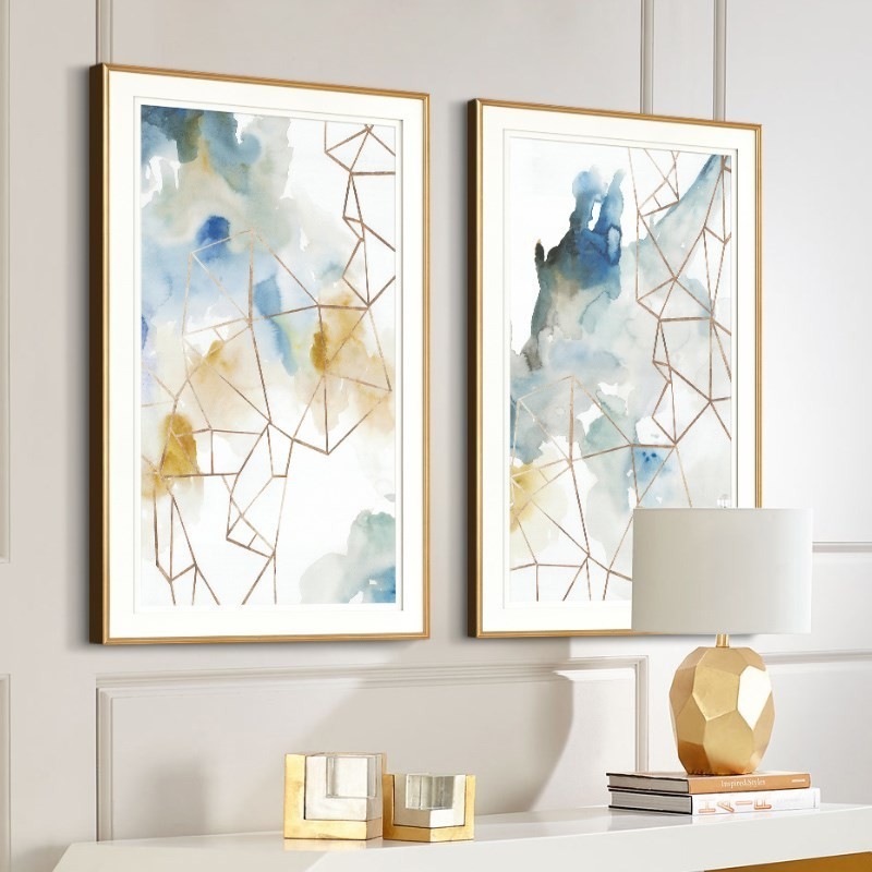 Abstract Watercolor Geometric Pattern - Canvas Wall Art Painting | Bowlift