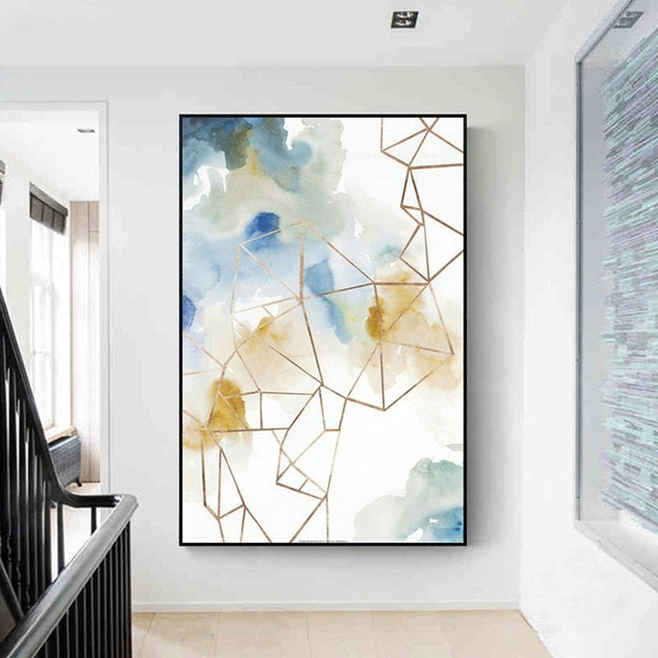 Abstract Watercolor Geometric Pattern - Canvas Wall Art Painting | Bowlift
