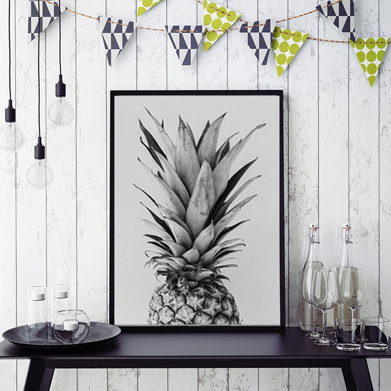Pineapple Be Brave & Kind Classic Quotes - Canvas Wall Art Painting | Bowlift
