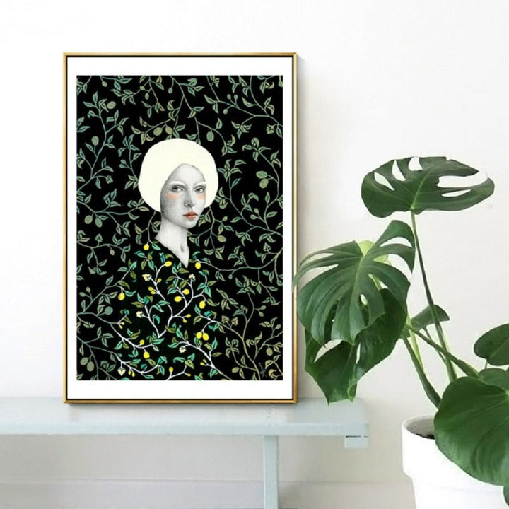 Nordic Minimalist Girl Wall Art Print - Canvas Wall Art Painting | Bowlift