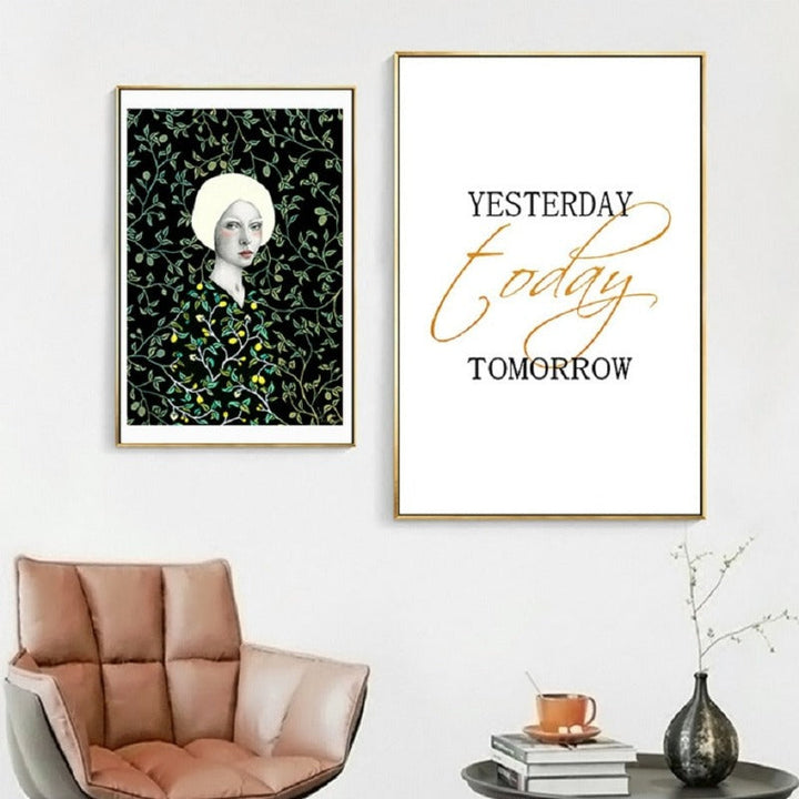 Nordic Minimalist Girl Wall Art Print - Canvas Wall Art Painting | Bowlift