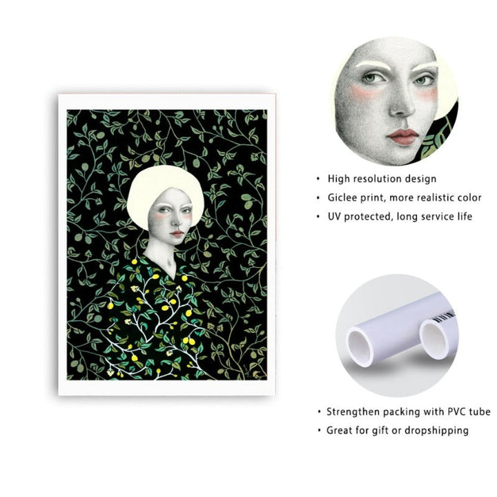 Nordic Minimalist Girl Wall Art Print - Canvas Wall Art Painting | Bowlift