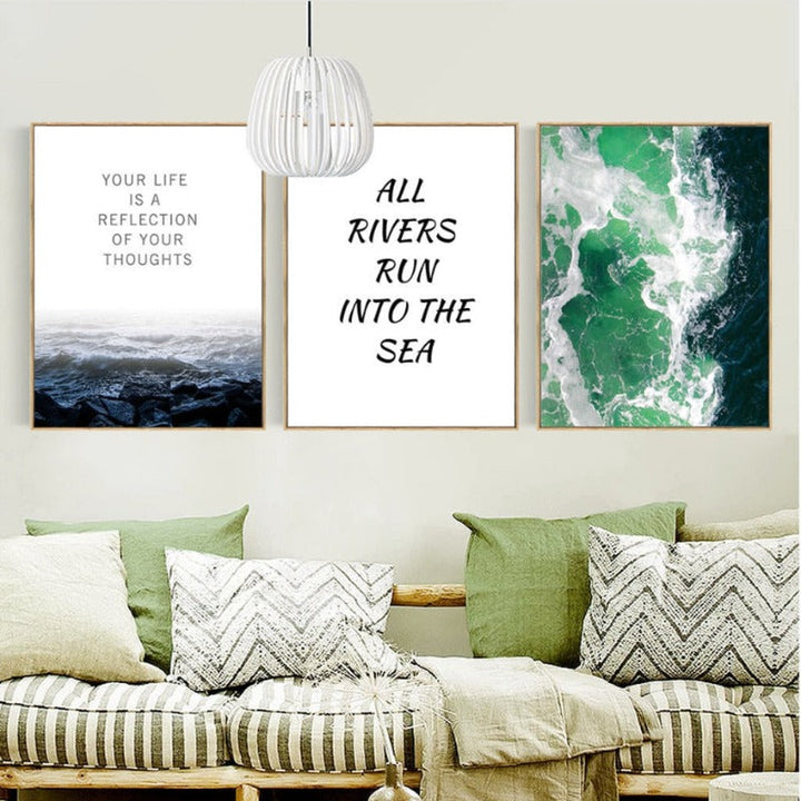 Nordic Seascape Inspiring Life Quote - Canvas Wall Art Painting | Bowlift