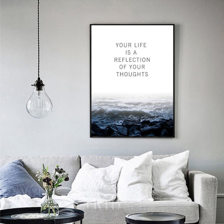 Nordic Seascape Inspiring Life Quote - Canvas Wall Art Painting | Bowlift