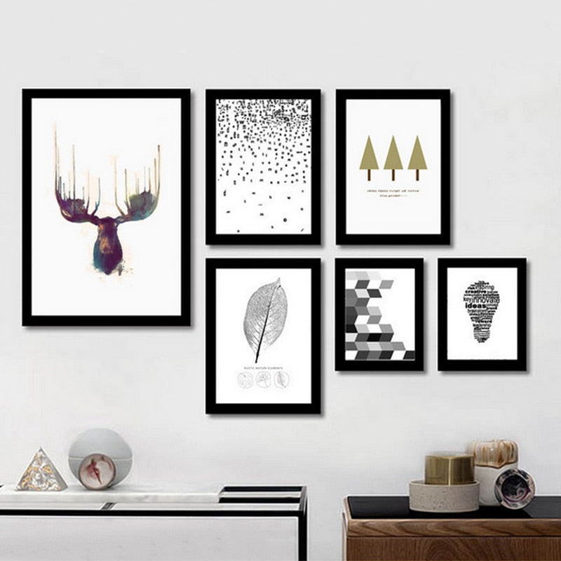 Deer Art Geometric - Canvas Wall Art Painting | Bowlift