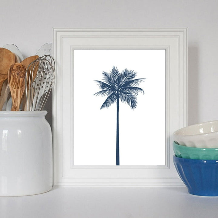 Navy Blue Palm Tree  - Canvas Wall Art Painting | Bowlift