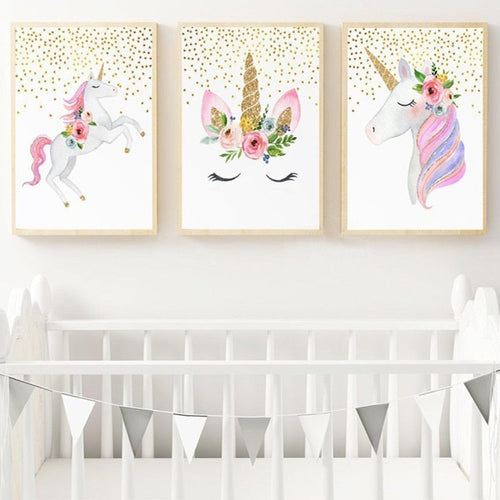 Cartoon Unicorn Canvas Paintings - Canvas Wall Art Painting | Bowlift