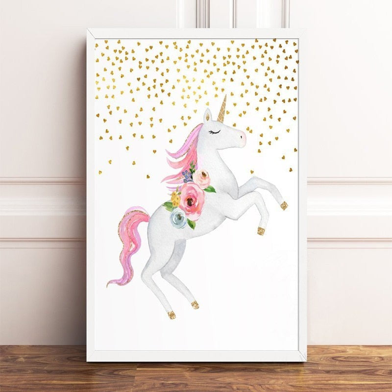 Cartoon Unicorn Canvas Paintings - Canvas Wall Art Painting | Bowlift