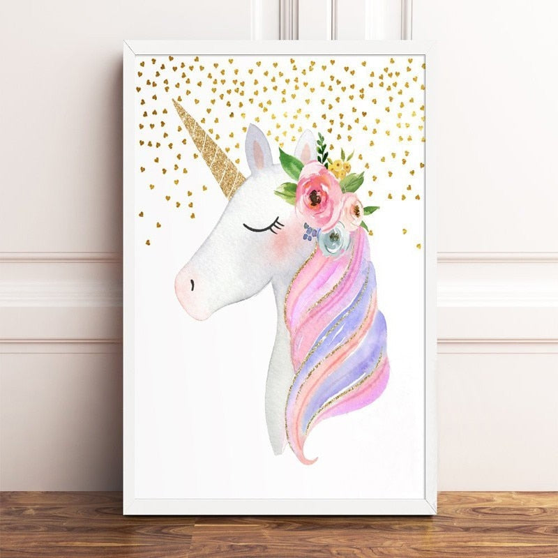 Cartoon Unicorn Canvas Paintings - Canvas Wall Art Painting | Bowlift