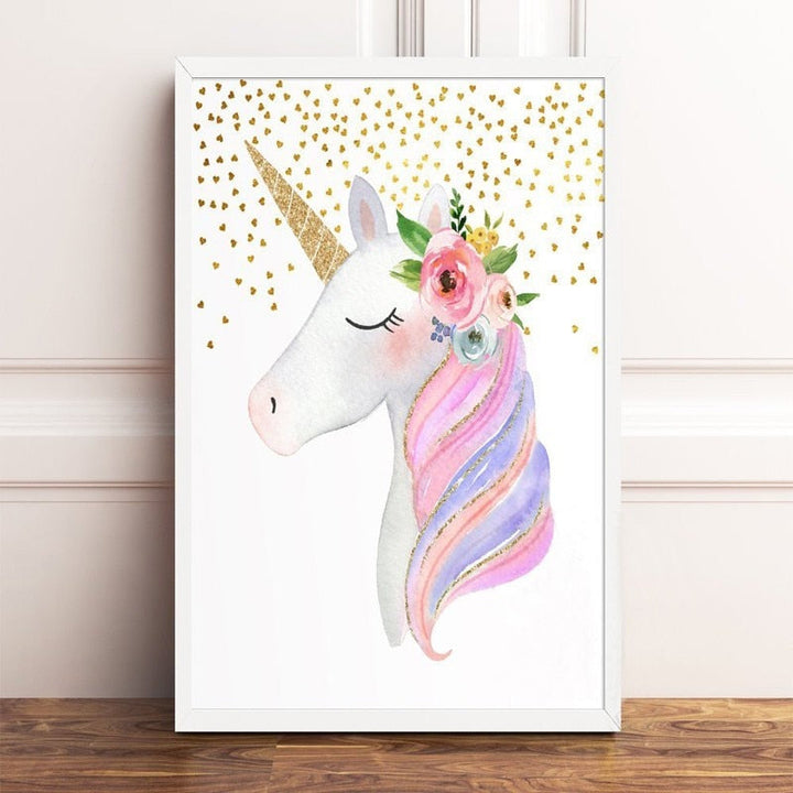 Cartoon Unicorn Canvas Paintings - Canvas Wall Art Painting | Bowlift