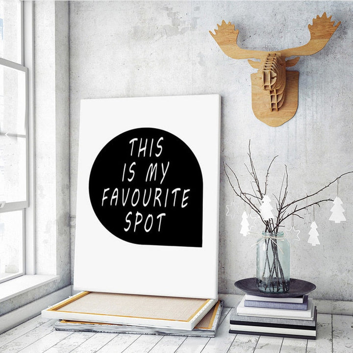 Minimalist Black And White Cartoon Bear Nursery Decor - Canvas Wall Art Painting | Bowlift