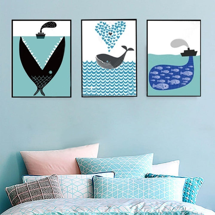 Abstract Whale Shark Ocean Future - Canvas Wall Art Painting | Bowlift