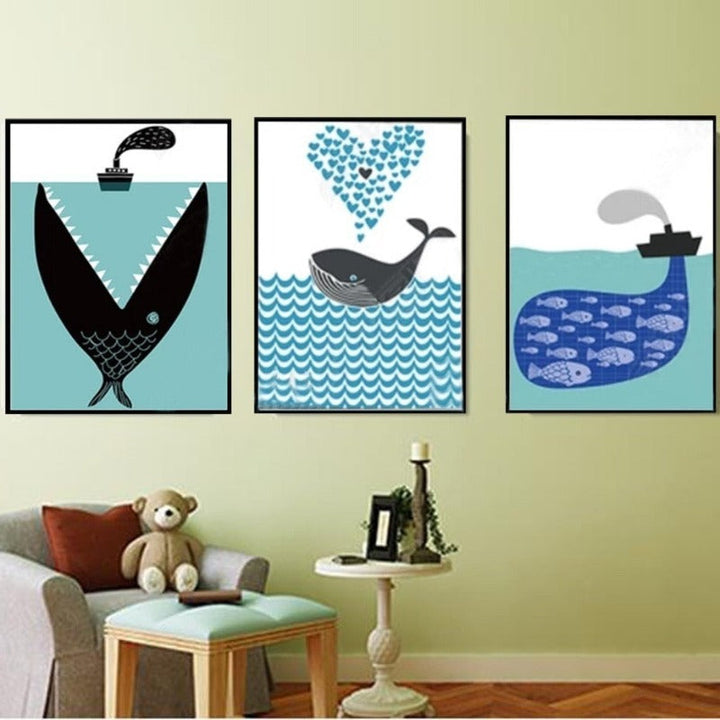 Abstract Whale Shark Ocean Future - Canvas Wall Art Painting | Bowlift