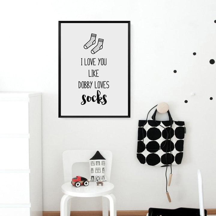 I Love You Nursery Prints Decor Socks - Canvas Wall Art Painting | Bowlift