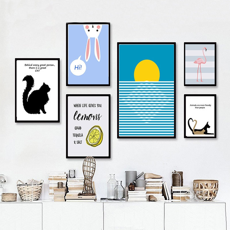 Modern Cartoon Animals - Canvas Wall Art Painting | Bowlift