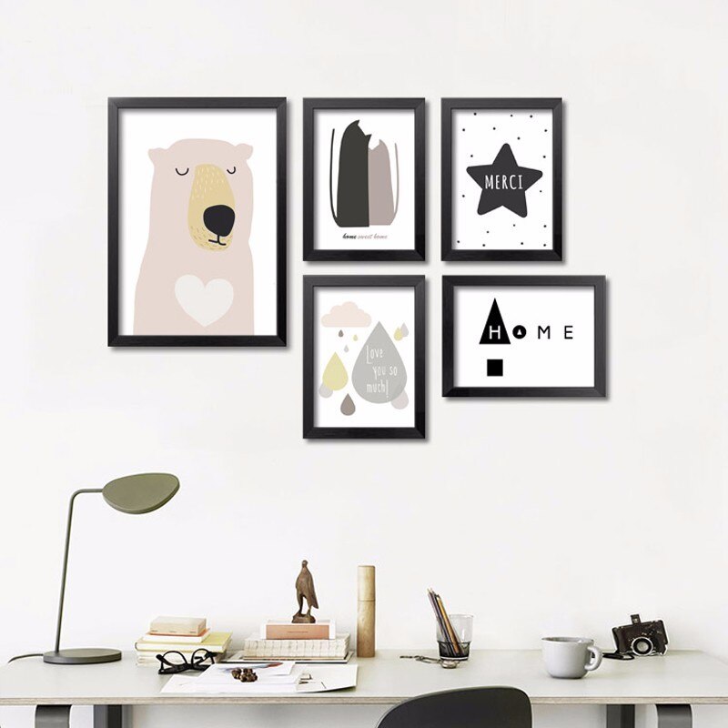 Bear Cartoon Canvas Oil Painting - Canvas Wall Art Painting | Bowlift
