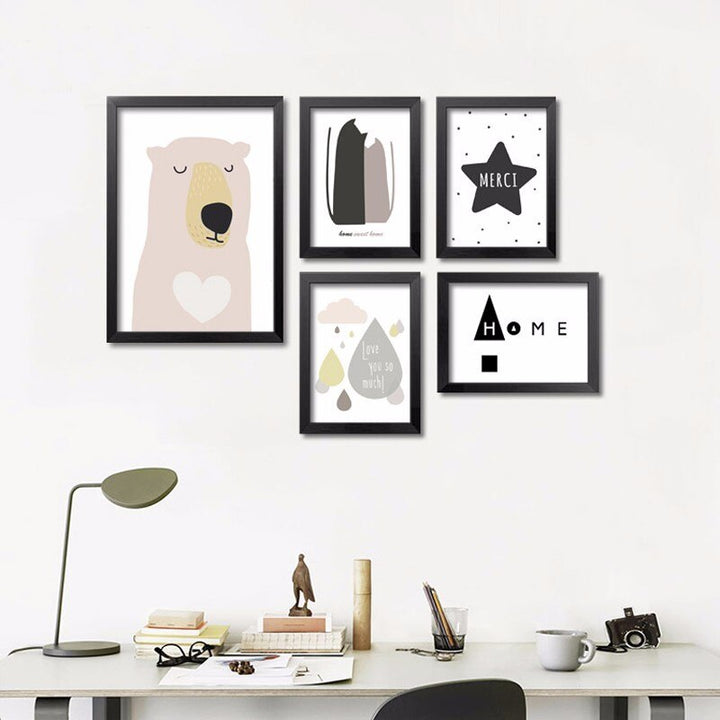 Bear Cartoon Canvas Oil Painting - Canvas Wall Art Painting | Bowlift