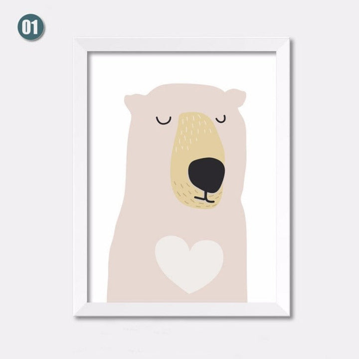 Bear Cartoon Canvas Oil Painting - Canvas Wall Art Painting | Bowlift