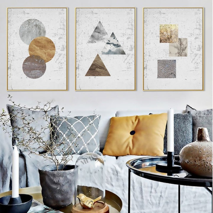 Vintage Abstract Geometric - Canvas Wall Art Painting | Bowlift