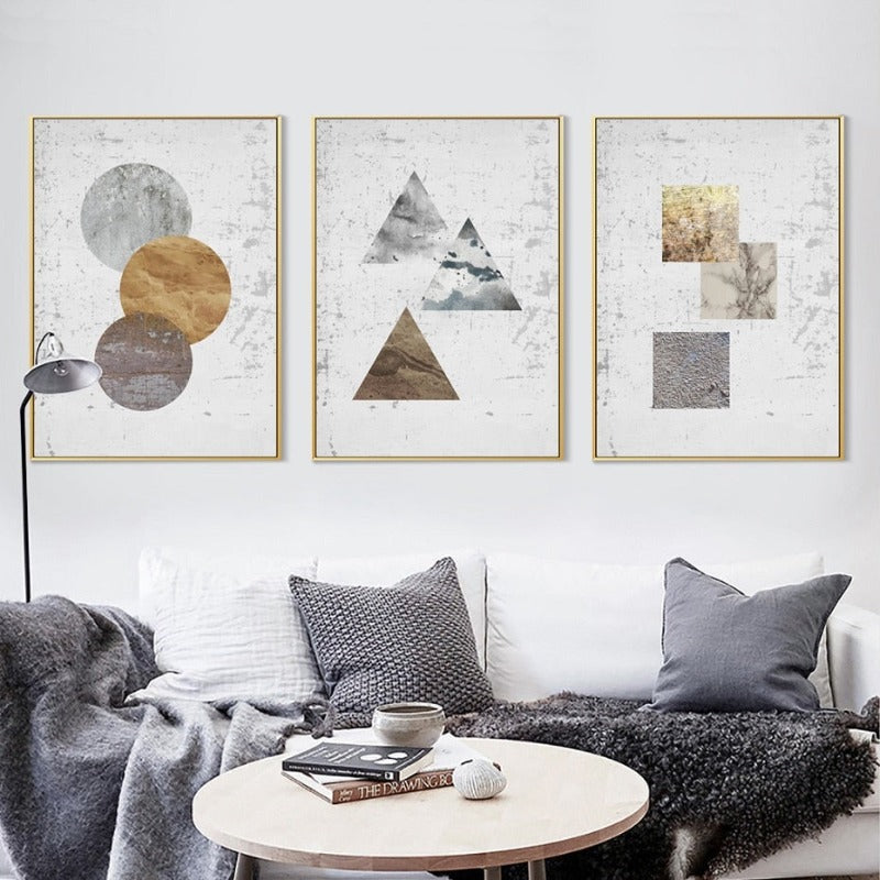 Vintage Abstract Geometric - Canvas Wall Art Painting | Bowlift