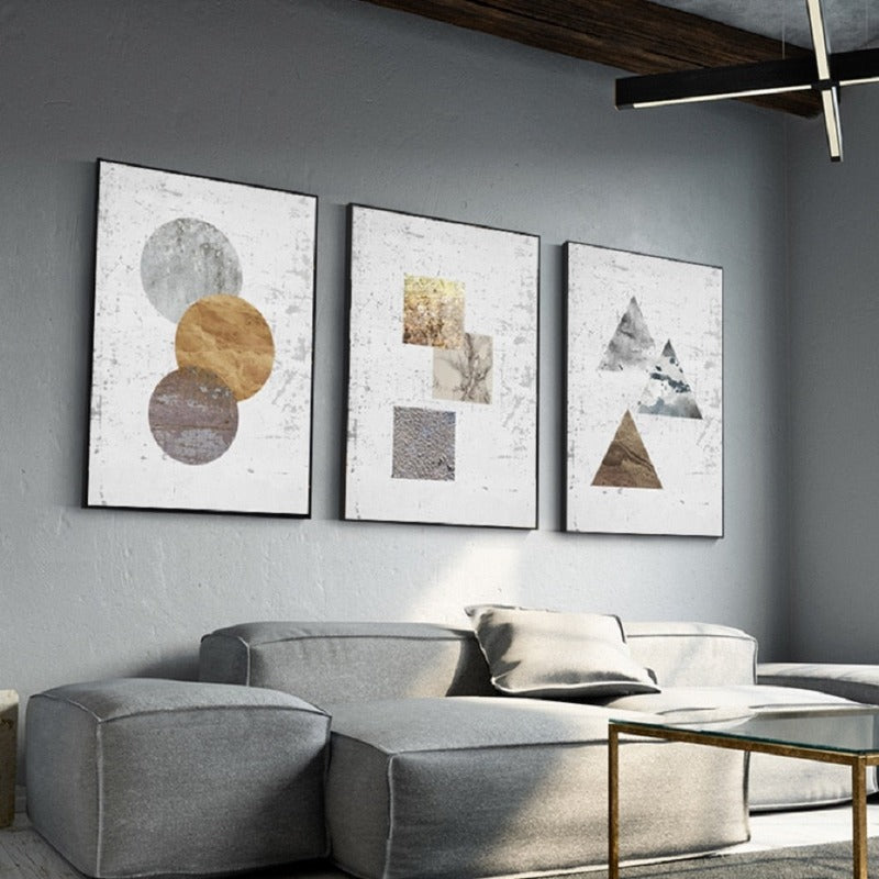 Vintage Abstract Geometric - Canvas Wall Art Painting | Bowlift