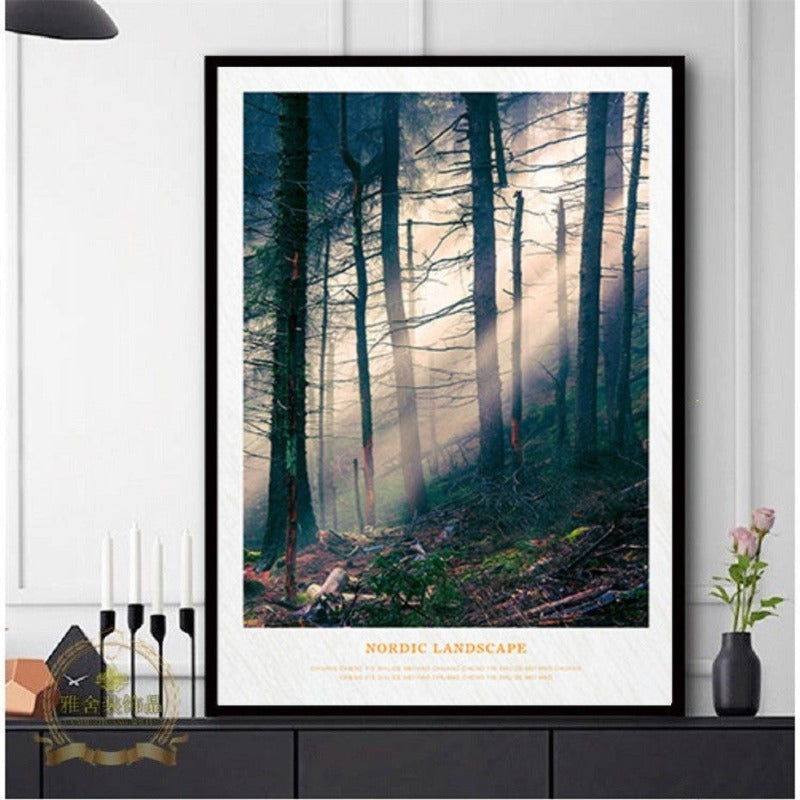 Nordic Scandinavia Natural Forest Sunshine Scene Printing | Bowlift