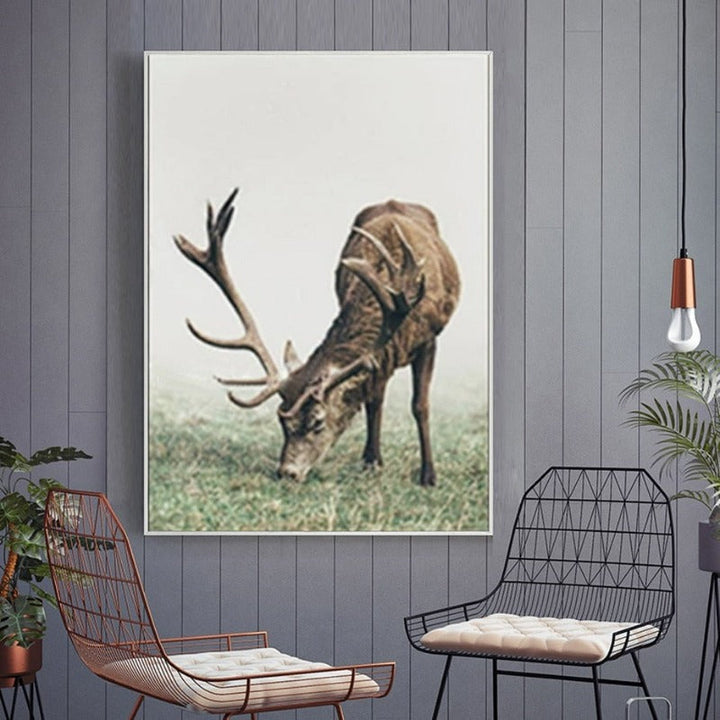 Nordic Elk Plants Creative Words - Canvas Wall Art Painting | Bowlift