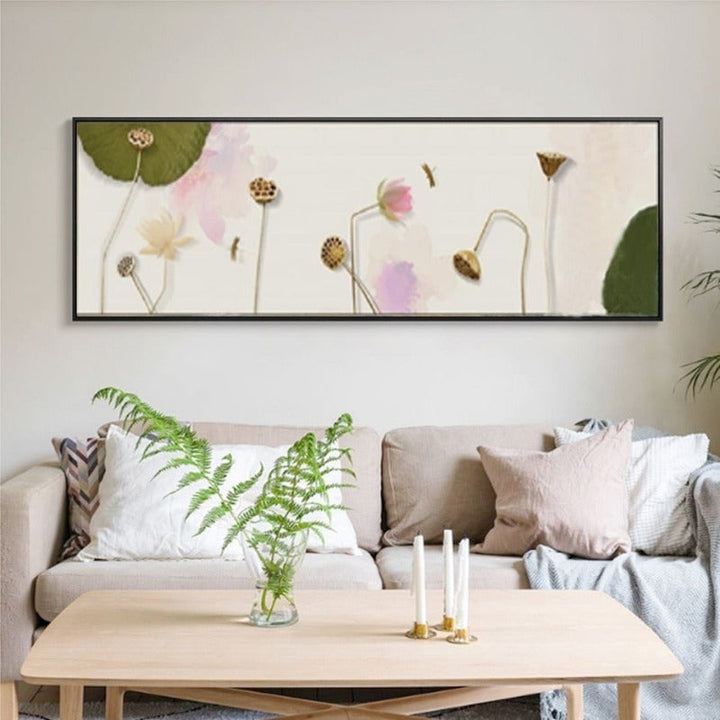 Traditional Chinese Watercolor Lotus Mood - Canvas Wall Art Painting | Bowlift