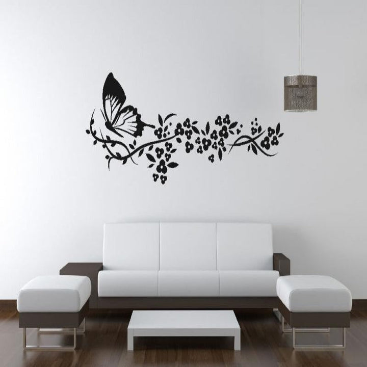 Modern Butterfly Flowers - Canvas Wall Art Stickers | Bowlift