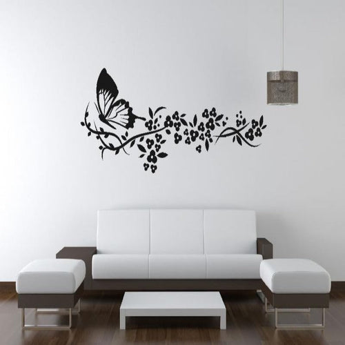 Modern Butterfly Flowers - Canvas Wall Art Stickers | Bowlift