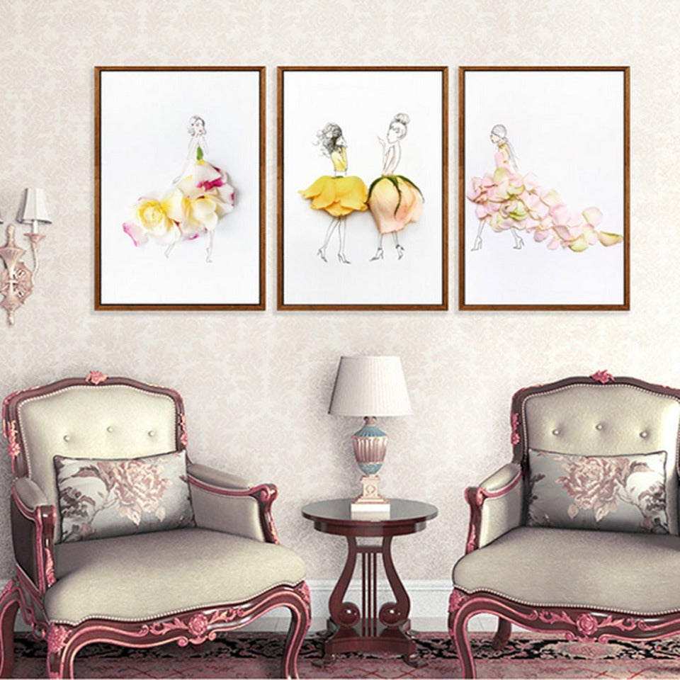 Rose Petal Dress - Canvas Wall Art Painting | Bowlift