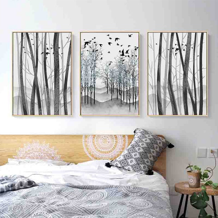 Abstract Woodland Nordic Wall Art Prints - Canvas Wall Art Painting | Bowlift