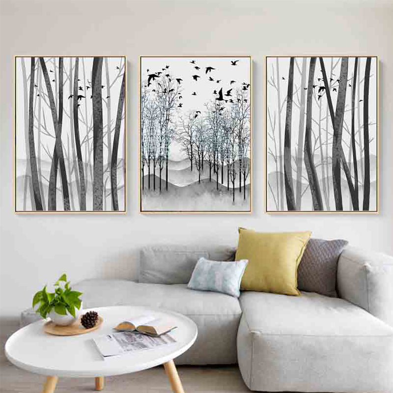 Abstract Woodland Nordic Wall Art Prints - Canvas Wall Art Painting | Bowlift