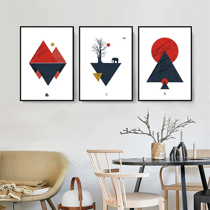 Abstract Woodland Nordic Wall Art Prints - Canvas Wall Art Painting | Bowlift