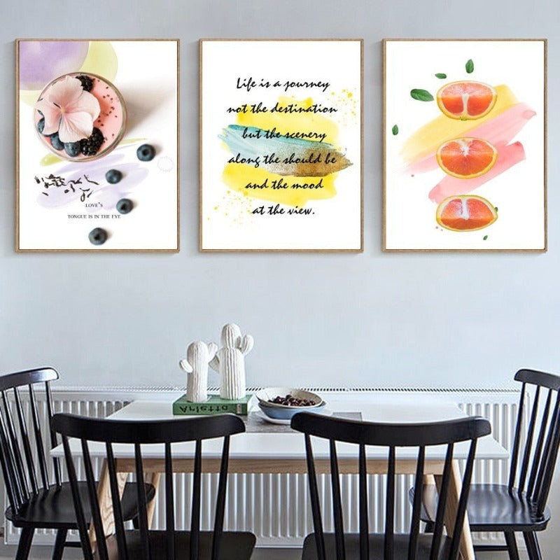 Inspirational Life Quotes Fruit Tea - Canvas Wall Art Painting | Bowlift