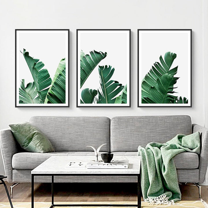 Green Tropical Leaves  - Canvas Wall Art Painting | Bowlift