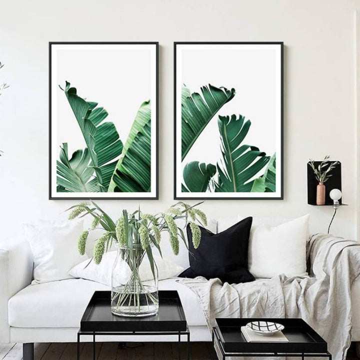 Green Tropical Leaves  - Canvas Wall Art Painting | Bowlift
