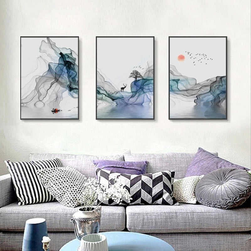 Abstract Sunrise - Canvas Wall Art Painting | Bowlift