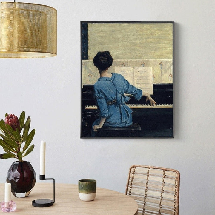 Vintage Play Piano Girls - Canvas Wall Art Painting | Bowlift